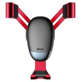 Baseus Mini Gravity Car Vent Mount - поставка за радиатора на кола за смартфони с дисплеи до 6 инча (червена)
