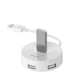 Baseus USB-A Round Box Hub Adapter - 4-портов USB хъб за компютри и лаптопи (15 см) (бял)