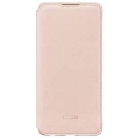 Huawei Wallet Cover Case - оригинален кожен калъф с поставка за Huawei P30 (розов)