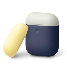 Elago Airpods Duo Silicone Case - силиконов калъф за Apple Airpods 2 with Wireless Charging Case (тъмносин-бял)