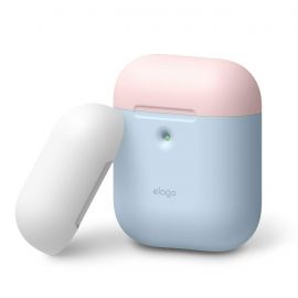 Elago Airpods Duo Silicone Case - силиконов калъф за Apple Airpods 2 with Wireless Charging Case (светлосин-розов)
