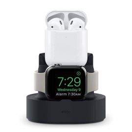 Elago Duo Charging Hub - силиконова поставка за зареждане на iPhone, Apple Watch и Apple AirPods (черна)