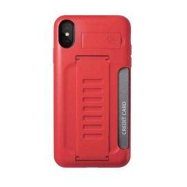 Grip2u BOSS Case with Kickstand - удароустойчив кейс със слот за кредитни карти за iPhone XS Max (червен) (bulk)