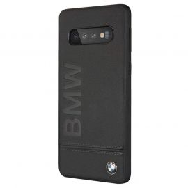 BMW Signature Genuine Leather Soft Case - кожен кейс (естествена кожа) за Samsung Galaxy S10 (черен)