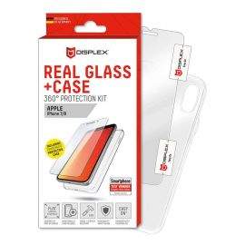 Displex Real Glass 10H Protector 2D with TPU Case - силиконов калъф и калено стъклено защитно покритие за дисплея на iPhone 8, iPhone 7 (прозрачен)