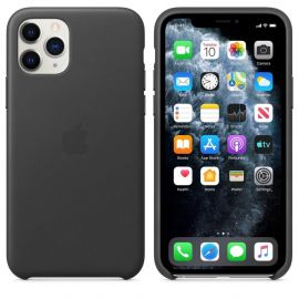 Apple iPhone Leather Case - оригинален кожен кейс (естествена кожа) за iPhone 11 Pro (черен)