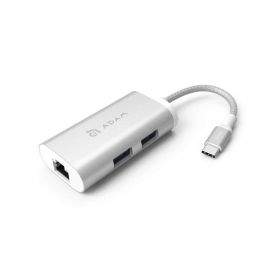 Adam Elements Casa Hub eC301 - USB-C хъб с 2 USB изхода и Gigabit Ethernet порт за устройства с USB-C порт (сребрист)
