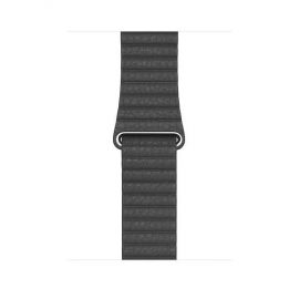 Apple Black Leather Loop Medium - оригинална кожена каишка за Apple Watch 42мм, 44мм (черен)