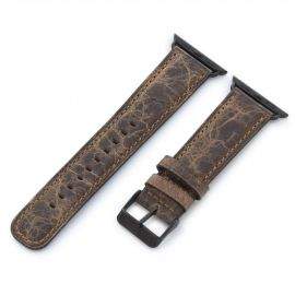Torrii Leather Band - кожена каишка за Apple Watch 38мм, 40мм (тъмнокафява с кафеви шевове)