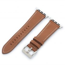 Torrii Leather Band - кожена каишка за Apple Watch 42мм, 44мм (кафява с бели шевове)