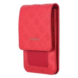 Guess Wallet Universal Phone Bag - кожена чанта (портфейл) с презрамка (червен)
