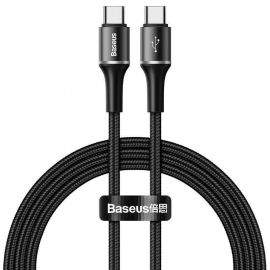 Baseus Halo USB-C to USB-C Cable PD 2.0 60W (CATGH-K01) - кабел с въжена оплетка за устройства с USB-C порт (200 см) (черен)