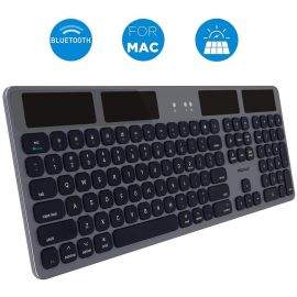 Macally Solar Powered Slim Bluetooth Wireless Keyboard - безжична Bluetooth клавиатура със соларно зареждане за MacBook и Apple компютри (тъмносив)