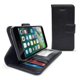 iLuv Diary Case - кожен калъф, тип портфейл за iPhone 8 Plus, iPhone 7 Plus (черен)