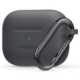 Spigen Airpods Pro Silicone Fit Case - силиконов калъф с карабинер за Apple Airpods Pro (тъмносив)