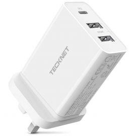TeckNet EWC01301WU01 18W PD Wall Charger - захранване за ел. мрежа с USB-C изход и 2xUSB изхода за зареждане на мобилни устройства (бял)