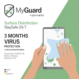 4smarts MyGuard Set of 12 Universal Surface Disinfection StaySafe 24/7 - комплект от 12 броя кърпички с нанопокритие за дезинфекция на смартфони и таблети
