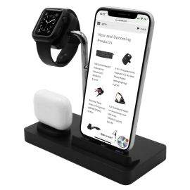 Macally 3-in-1 Apple Charging Stand - док станция за зареждане на iPhone, Apple Watch и Apple AirPods (черен)