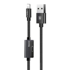 Baseus Music Series Lightning Audio Data Cable - Lightning USB кабел с допълнителен Lightning порт за устройства с Lightning порт (100 см) (черен)