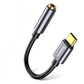 Baseus USB-C Male + 3.5mm Female Adapter L54 - активен адаптер USB-C към 3.5 мм аудио изход за устройства с USB-C порт (черен)