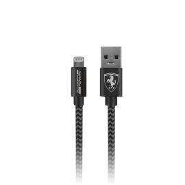Ferrari MFI Nylon USB Lightning Data Cable - MFI сертифициран USB Lightning кабел за Apple устройства с Lightning порт (150 см) (тъмносив)