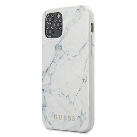 Guess Marble Case - дизайнерски кейс с висока защита за iPhone 12 Pro Max (бял)