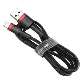 Baseus Cafule USB Lightning Cable (CALKLF-A19) - Lightning USB кабел за Apple устройства с Lightning порт (50 см) (черен-червен)
