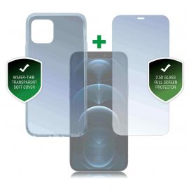 4smarts 360° Protection Set - тънък силиконов кейс и стъклено защитно покритие за дисплея на iPhone 12 Pro Max (прозрачен)