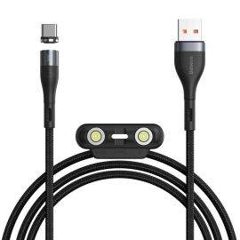 Baseus Zinc Magnetic Safe Fast Charging Data Cable (CA1T3-AG1) - кабел с магнитни конектори за Apple продукти с Lightning, microUSB и USB-C (100 см) (черен)