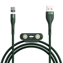 Baseus Zinc Magnetic Safe Fast Charging Data Cable (CA1T3-A06) - кабел с магнитни конектори за Apple продукти с Lightning, microUSB и USB-C (100 см) (зелен)