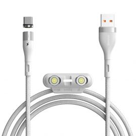 Baseus Zinc Magnetic Safe Fast Charging Data Cable (CA1T3-A02) - кабел с магнитни конектори за Apple продукти с Lightning, microUSB и USB-C (100 см) (бял)