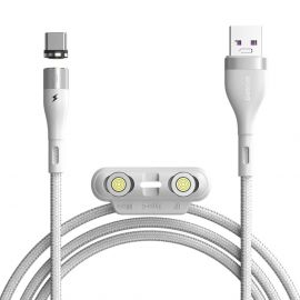 Baseus Zinc Magnetic Safe Fast Charging Data Cable (CA1T3-B02) - кабел с магнитни конектори за Apple продукти с Lightning, microUSB и USB-C (100 см) (бял)