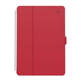 Speck Balance Folio Case - текстилен калъф и поставка за iPad 8 (2020), iPad 7 (2019) (червен-прозрачен)