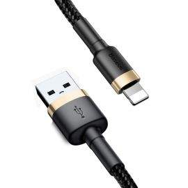 Baseus Cafule USB Lightning Cable (CALKLF-CV1) - Lightning USB кабел за Apple устройства с Lightning порт (200 см) (черен-златист)