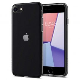Spigen Liquid Crystal Case - тънък качествен термополиуретанов кейс за iPhone SE (2020), iPhone 8, iPhone 7 (черен-прозрачен)