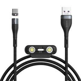 Baseus Zinc Magnetic Safe Fast Charging Data Cable (CA1T3-BG1) - кабел с магнитни конектори за Apple продукти с Lightning, microUSB и USB-C (100 см) (черен)