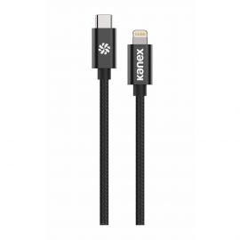 Kanex Premium DuraBraid USB-C to Lightining Cable - сертифициран (MFI) USB-C към Lightning кабел за Apple устройства с Lightning порт (200 см) (черен)