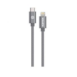 Kanex Premium DuraBraid USB-C to Lightining Cable - сертифициран (MFI) USB-C към Lightning кабел за Apple устройства с Lightning порт (120 см) (сив)