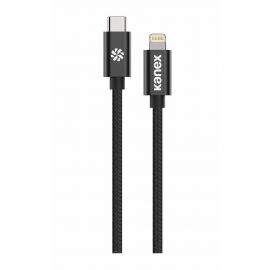 Kanex Premium DuraBraid USB-C to Lightining Cable - сертифициран (MFI) USB-C към Lightning кабел за Apple устройства с Lightning порт (120 см) (черен)