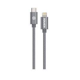 Kanex Premium DuraBraid USB-C to Lightining Cable - сертифициран (MFI) USB-C към Lightning кабел за Apple устройства с Lightning порт (200 см) (сив)