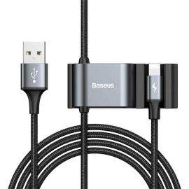 Baseus Special Data Cable for Backseat (Lightning + USB) - USB кабел с Lightning конектор и 2xUSB-A порта (150 см) (черен)