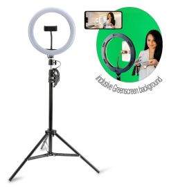 4smarts Selfie Tripod LED LoomiPod XL and Green Screen - универсален трипод с LED светлина за смартфони (35-173 см) и зелен екран (черен)