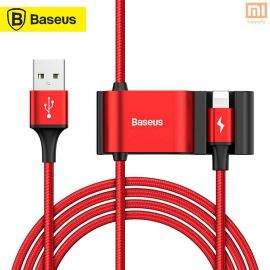 Baseus Special Data Cable for Backseat (Lightning + USB) - USB кабел с Lightning конектор и 2xUSB-A порта (150 см) (червен)