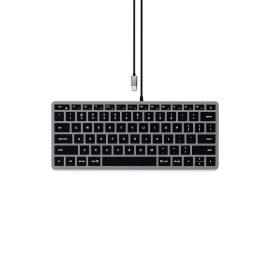 Satechi Slim W1 Wired Backlit Keyboard - качествена алуминиева жична (USB-C) клавиатура с подсветка за Mac (тъмносив)