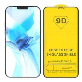 Premium Full Glue 9D Edge to Edge Tempered Glass - стъклено защитно покритие за целия дисплей на iPhone 12 mini (черен)