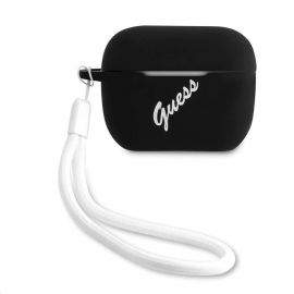 Guess Airpods Vintage Silicone Case - силиконов калъф с връзка за Apple Airpods Pro (черен)