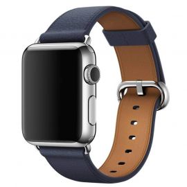 Apple Classic Buckle Band - оригинална кожена каишка за Apple Watch 38мм, 40мм (тъмносин)