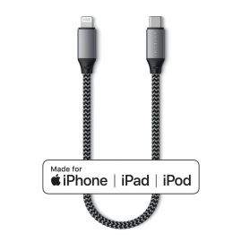 Satechi USB-C to Lightning Cable - сертифициран (MFI) USB-C към Lightning кабел за Apple устройства с Lightning порт (25 см) (сив)