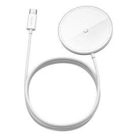 Baseus Simple Mini Magnetic Wireless Charger - поставка (пад) за безжично зареждане за iPhone с Magsafe (бял)