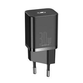 Baseus Super Si USB-C PD Wall Charger 30W (CCSUP-J01) - захранване за ел. мрежа с USB-C изход с технология за бързо зареждане (черен)